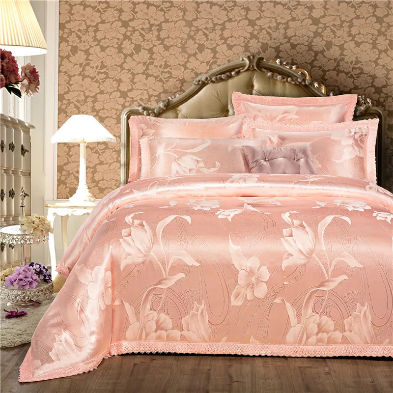 

Satin Cotton Luxury Lace Bedding Set Jacquard King Queen Size Bed Set Duvet Cover Bed/Flat Sheet Set Bedlinen Pillowcase