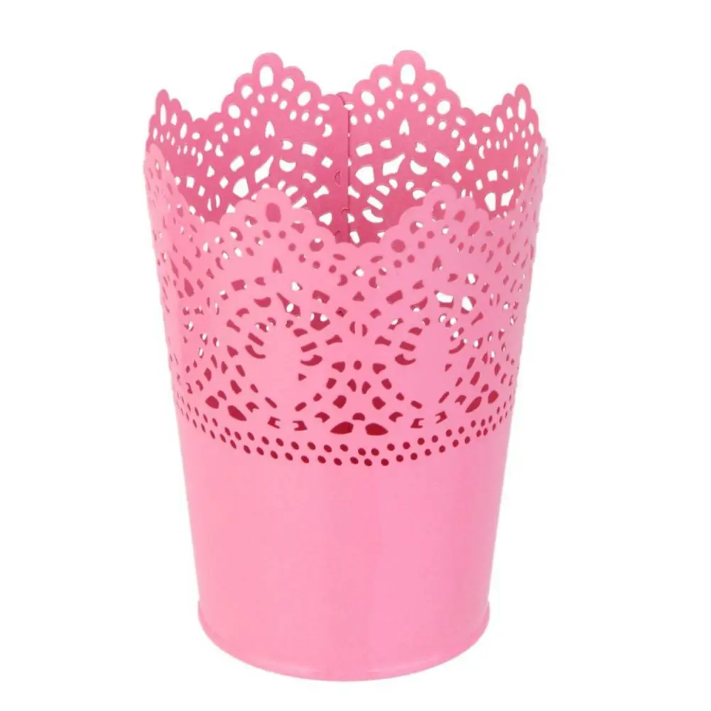 HOT SALE Metal Cut Out Plant Vase Pot Pen Makeup Brush Holder Desk Tidy