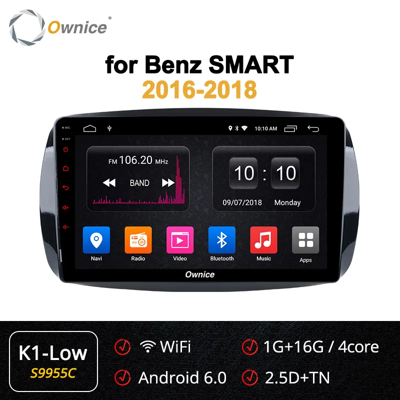 Ownice K1 K2 K3 K5 K6 Android 9,0 Octa Core 360 Panorama DSP 4G LTE автомобильный DVD gps для Mercedes Benz Smart Авторадио - Цвет: S9955 K1-Low