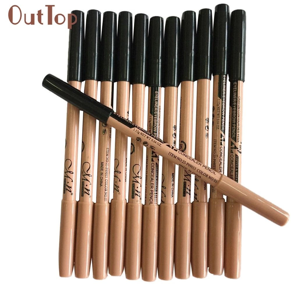 maquiagem 12pc Multifunctional Black Eyebrow Pencil + Concealer Pencil