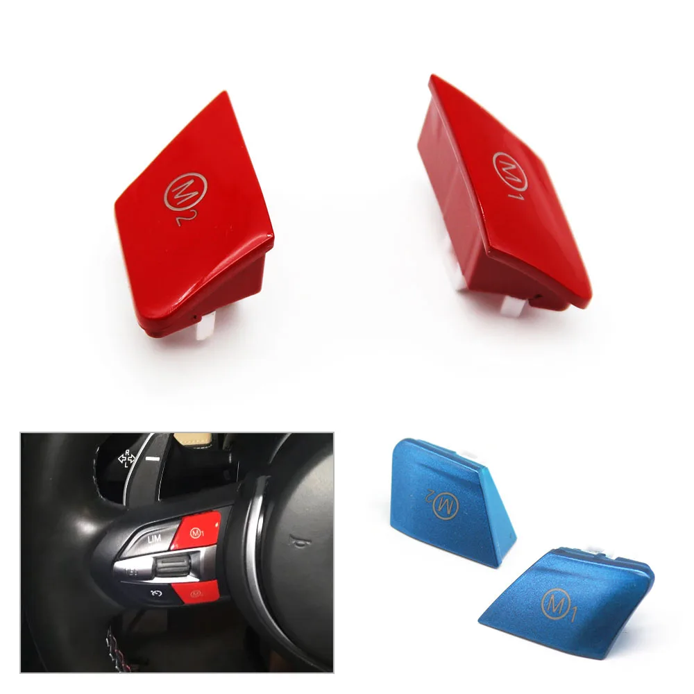 

2pcs Red / Blue Car Styling Steering Wheel Button Personalized Red M1 M2 Mode Custom Switch Button For BMW M3 M4 F80 F82 F83