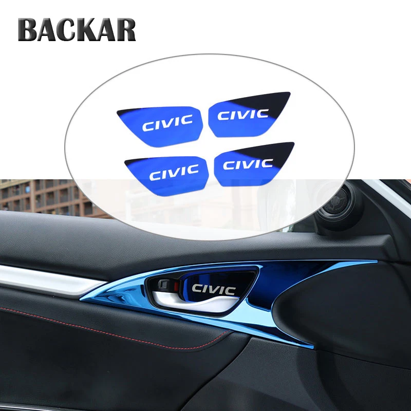 BACKAR Авто Стайлинг изменение нержавеющая сталь наклейки для Honda Civic 10th 2016 2017 внутренняя дверные ручки Чехлы мангала интимные аксессуары