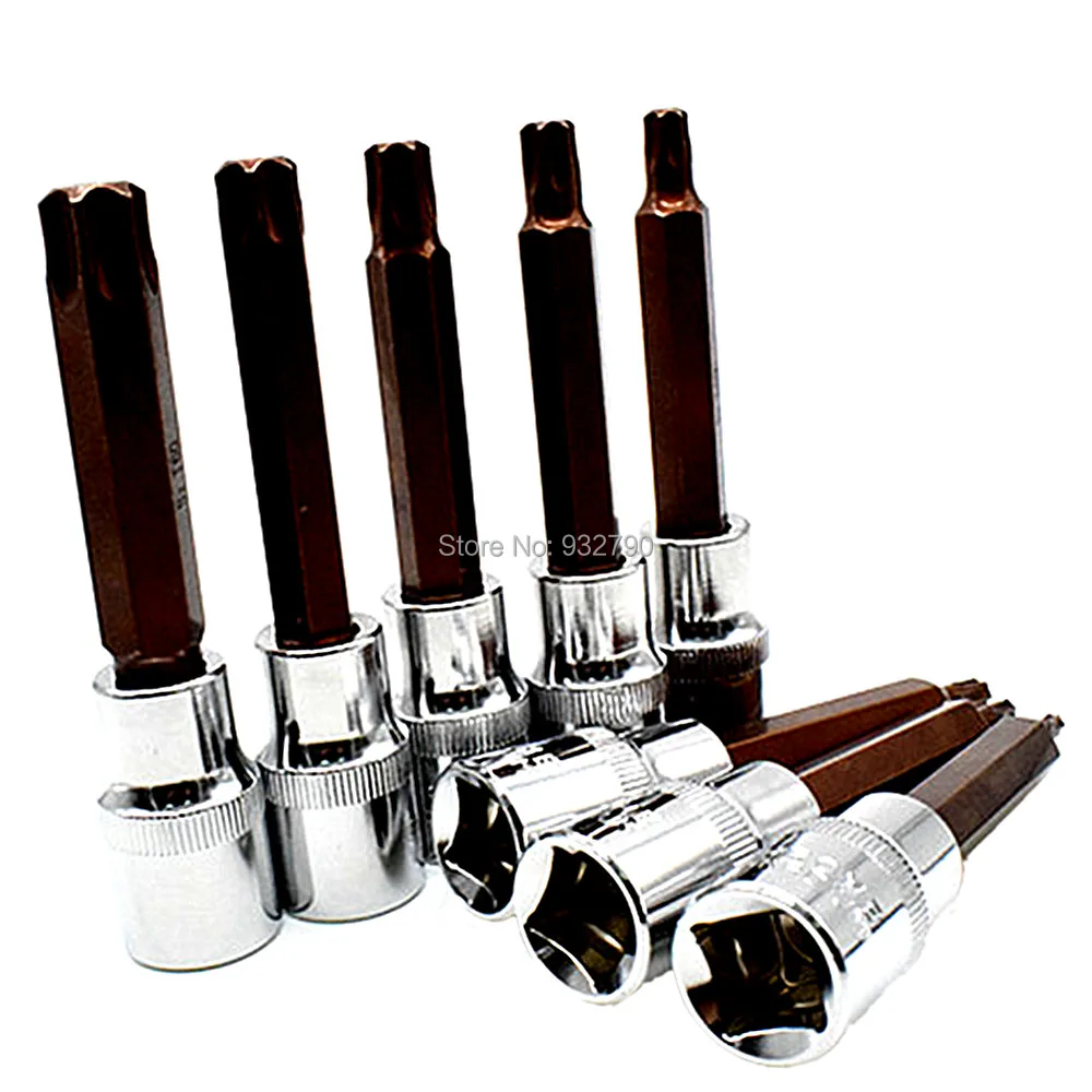 8pcs 1/2" Drive 100mm Long Tamper Proof Torx Bit Socket Set T20 T25 T30 T40 T45 T50 T55 T60