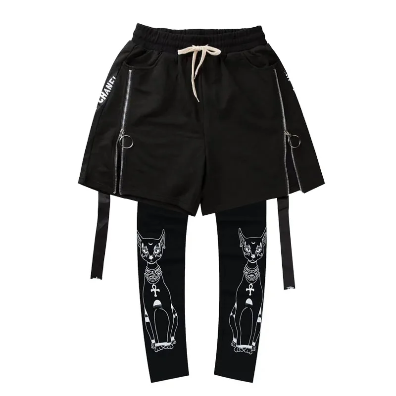 Fashion Street Wear Summer New Men Shorts Side Ribbon Cross Drawstring Hip hop Street Dance Men Summer Running Bodysuit Leggings5