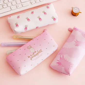 

12pc/lot pineapple fruit PU storage bag / fashion women student creative stationery bag/pencil pen cosmetic bag
