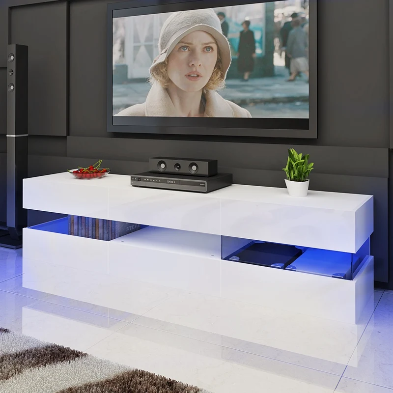 

Modern Furniture High Gloss TV Stand Cabinet with LED Dropshipping
