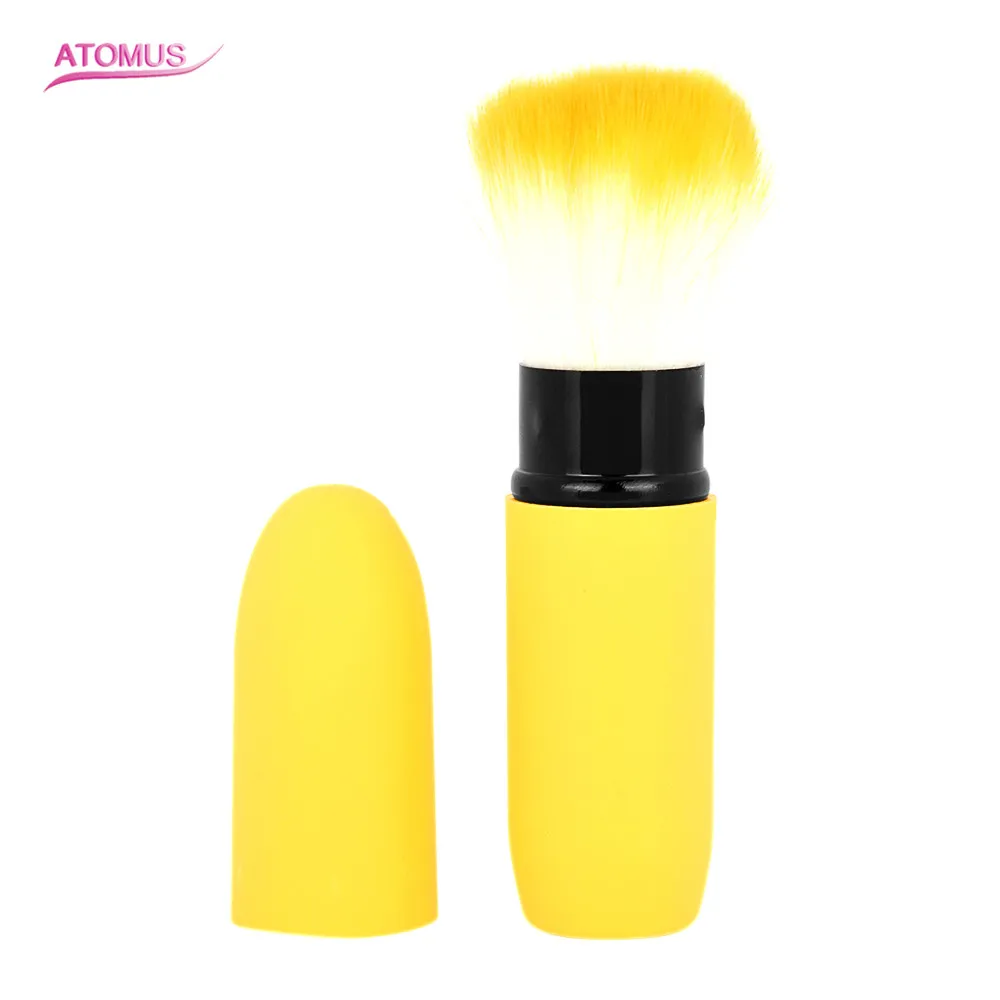 

New Style Cute 1pc Portable Retractable Loose Powder Foundation Blush Big Round Top Cosmetic Brush Brushes Very Convenient