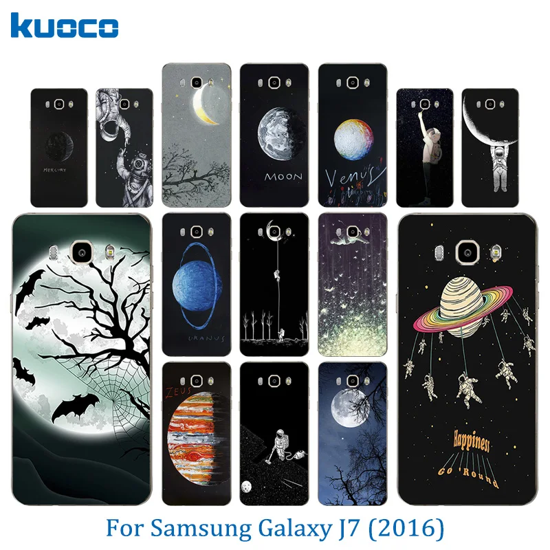 5 дюймов для Samsung Galaxy J7 2016 чехол телефона силиконовый узор космическая Луна J710F J710H