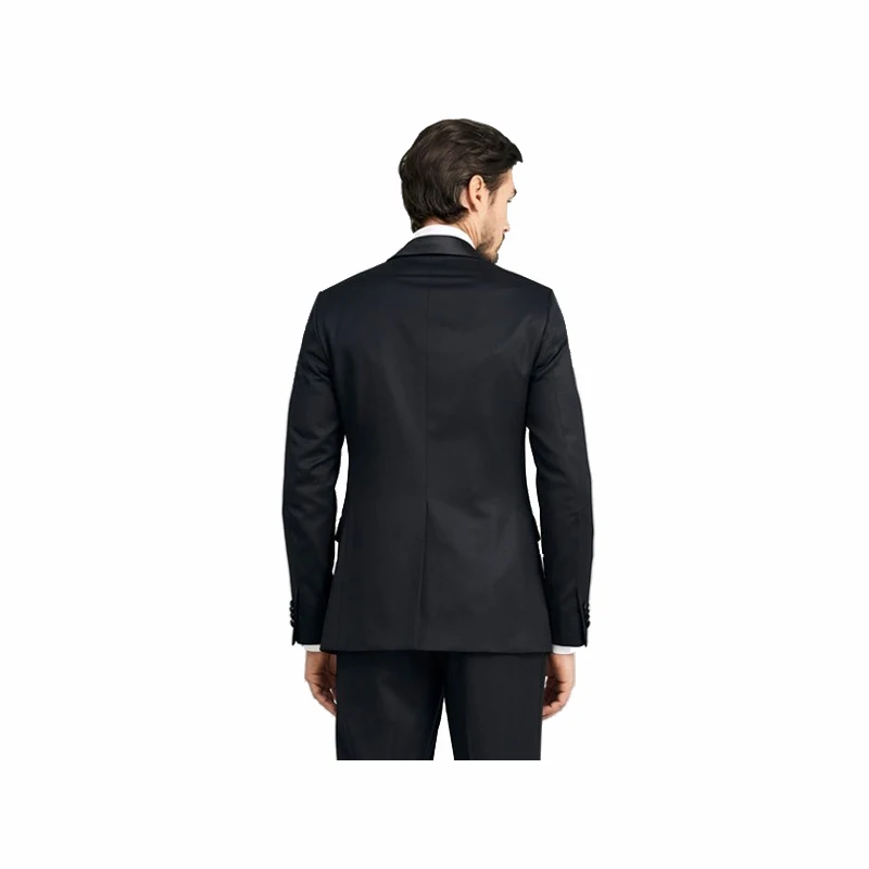 Shenrun Tailor-Made Suits For Men 2 Pieces Wool Tailored Suit Black Satin Peak Lapel Custom-Made Suit Men Tuxedo Supplier