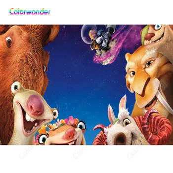 

Colorwonder Ice Age Photography Background Mammoth Manfield woith His Ice Age Friends 7x5ft Twinkle Twinkle Stars Night Backdrop