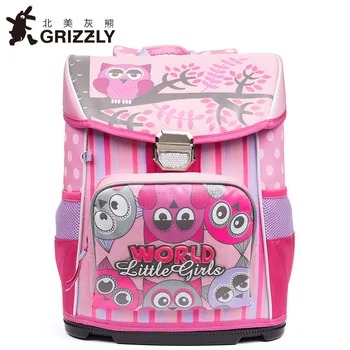 

GRIZZLY Orthopedic Waterproof Primary School Backpack Cute cartoon printing mochila menino Children Grade 1-4 schoolbag for girl