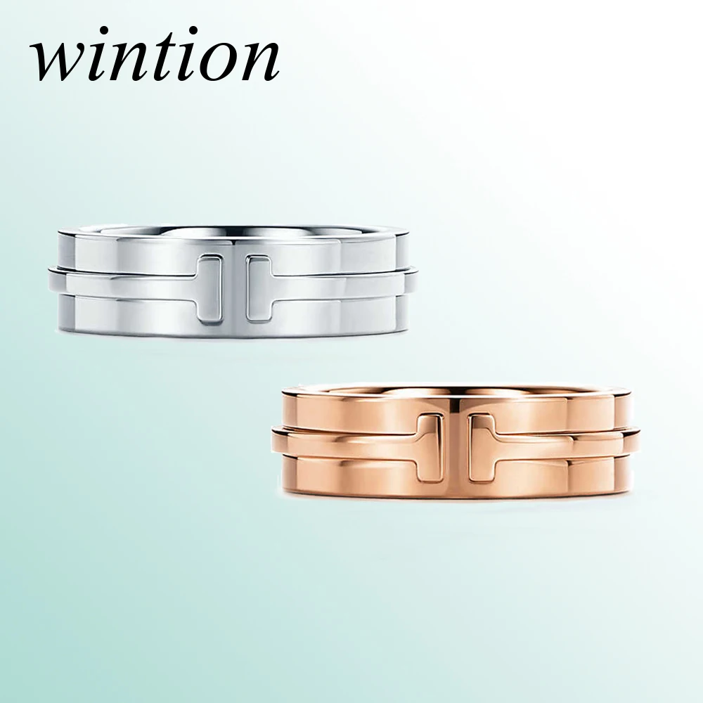 

Wintion Tiff High Quality 1:1 T Shape Ring 925 Sterling Silver Rose Gold Fashion Women Jewelry Free Shipping Party Anniversary