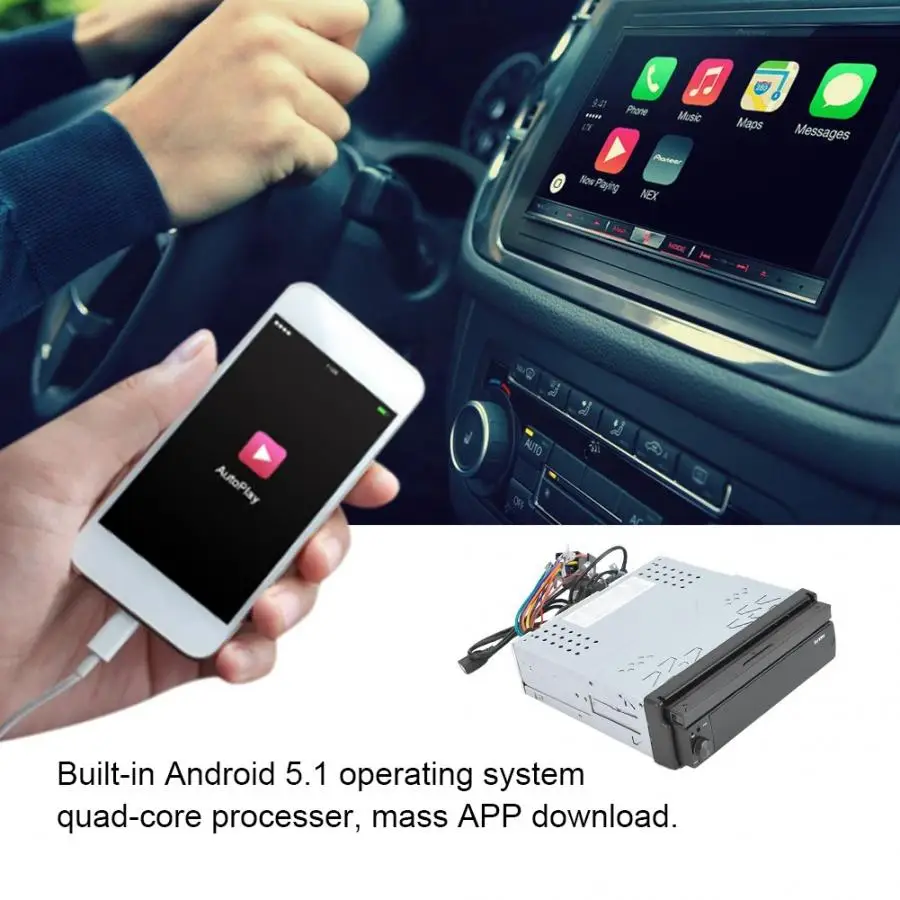 Excellent 7inch Android 5.1 Universal Car Radio GPS Navigation Bluetooth MP5 Multimedia Player HD capacitive touch screen FM stereo radio 4