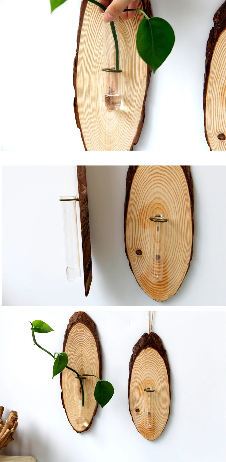 Wood Hanging Ornament With Hydroponic Vase (8)