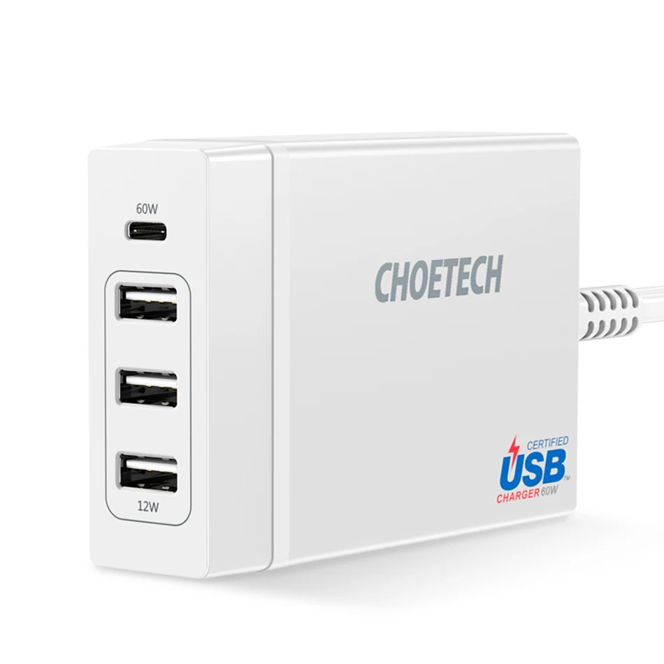 CHOETECH Мульти Usb зарядное устройство USB C 72 Вт 4 порта usb type C PD зарядное устройство станция type-C для MacBook Pro iPad Pro iPhone XS MAX huawei