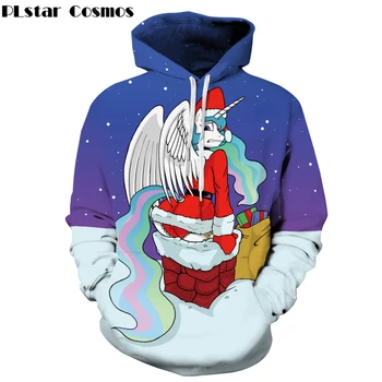 

PLstar Cosmos 2018 New Christmas Gift Hoodies Men Women 3D Print Funny Unicorn Santa Claus Hooded Sweatshirt Hip Hop Pullover