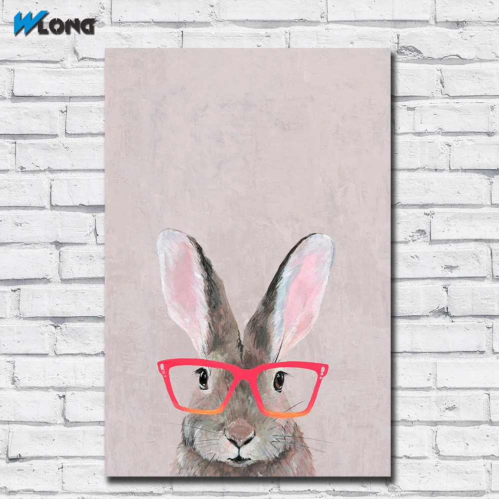 Hare with Red Glasses Canvas Wall Art