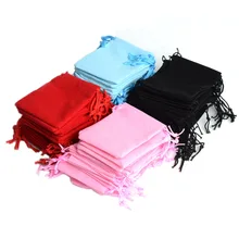 100 шт., 4 цвета, 5x7 см, бархатный мешочек, ювелирная сумка мешок со шнурком, рождественские подарочные пакеты для свадебной вечеринки, pochette