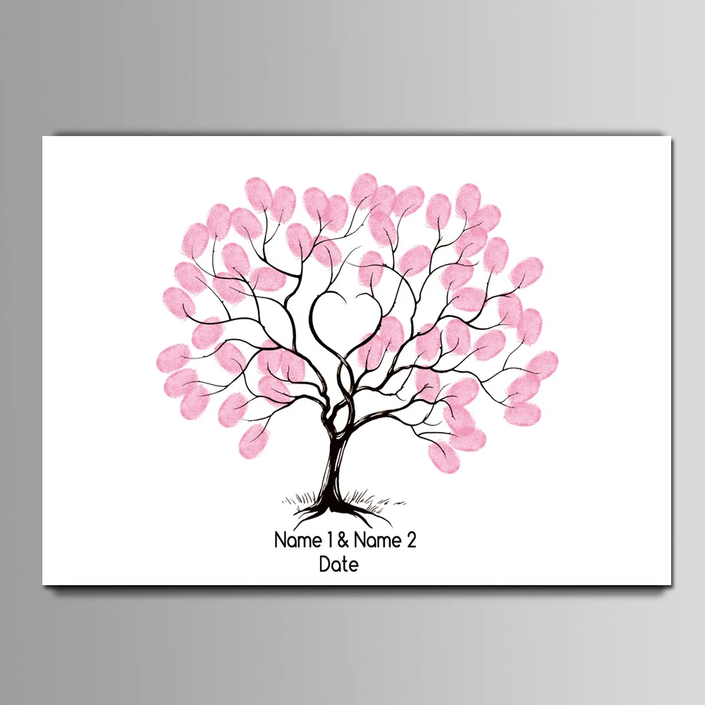 New DIY Money Tree Annual Meeting Fingerprint Signature Guest Book Wedding Party Decoration Printed Canvas Painting 50*70cm