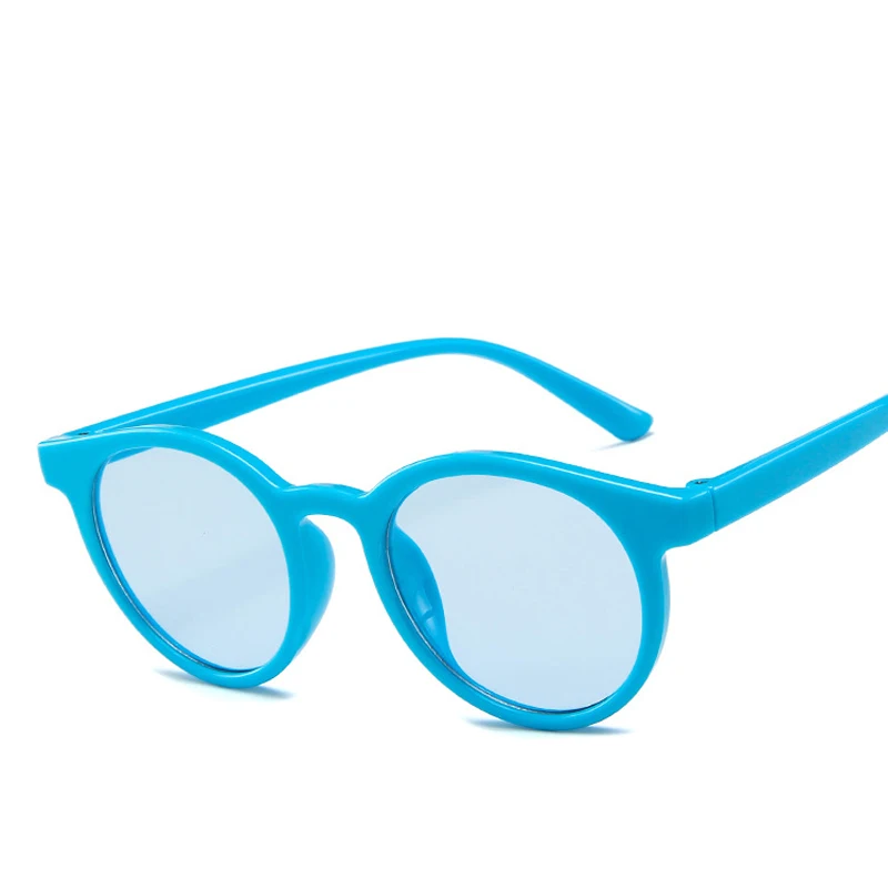 [EL Malus] милые круглые солнцезащитные очки в оправе для детей, голубые, розовые линзы, зеркальные модные детские солнцезащитные очки для мальчиков и девочек, очки Oculos - Цвет линз: NO.4 Blue Blue