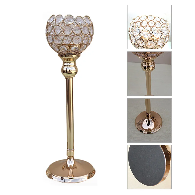 3 Sizes Gold Crystal Tealight Candle Holders Candlesticks Stand for Wedding Table Centerpieces Mother's Day Home Decoration 1pc