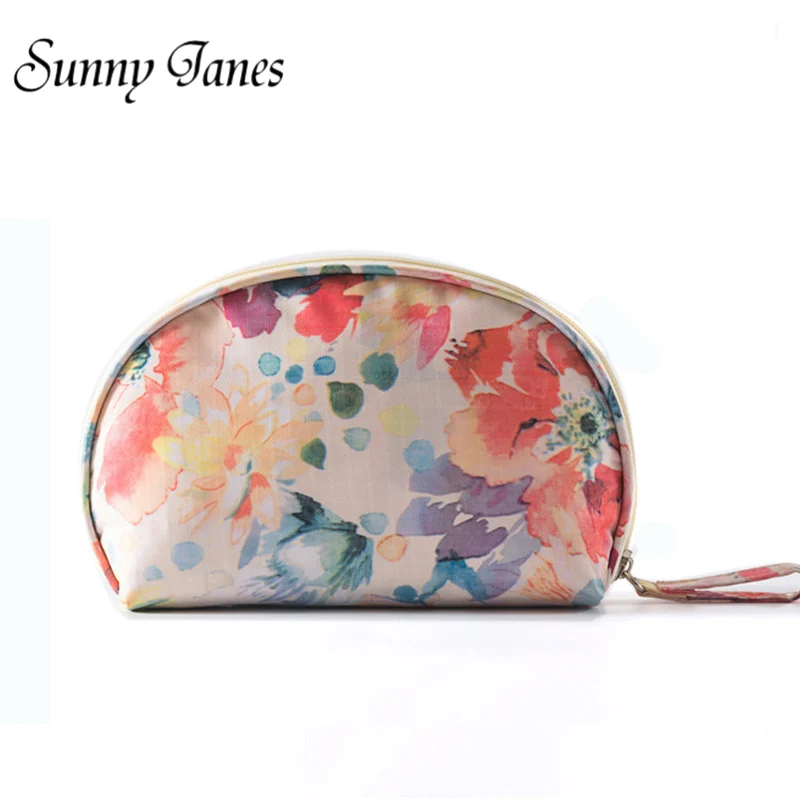 

Floral pattern Shell Cosmetic Bag Korean Style Semi-circle Cosmetic Cases Portable Storage Bag Make up Toiletry Bag Travel Bags