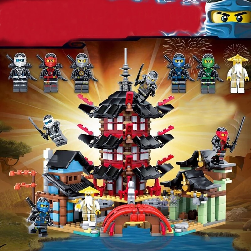 

drop shipping Ninja Temple of Airjitzu Ninjagoes Smaller Version Bozhi 737 pcs Blocks Set with Toys for Kids Building Bricks