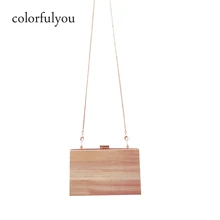 Новинка, Женская деревянная сумка через плечо, сумка-мессенджер, простой стиль, вечерняя сумочка-клатч с металлической застежкой, вечерние сумки на свадьбу, однотонные деревянные кошельки