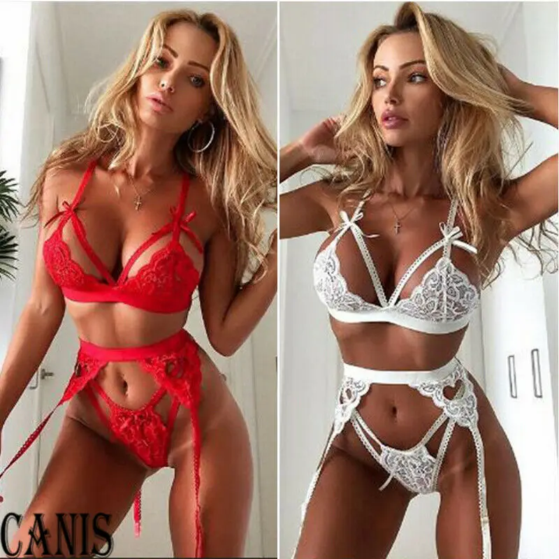 

Women Sexy Lace Lingerie Bra set Transparent Underwear Babydoll Nightwear Sleepwear Female Brief Sets