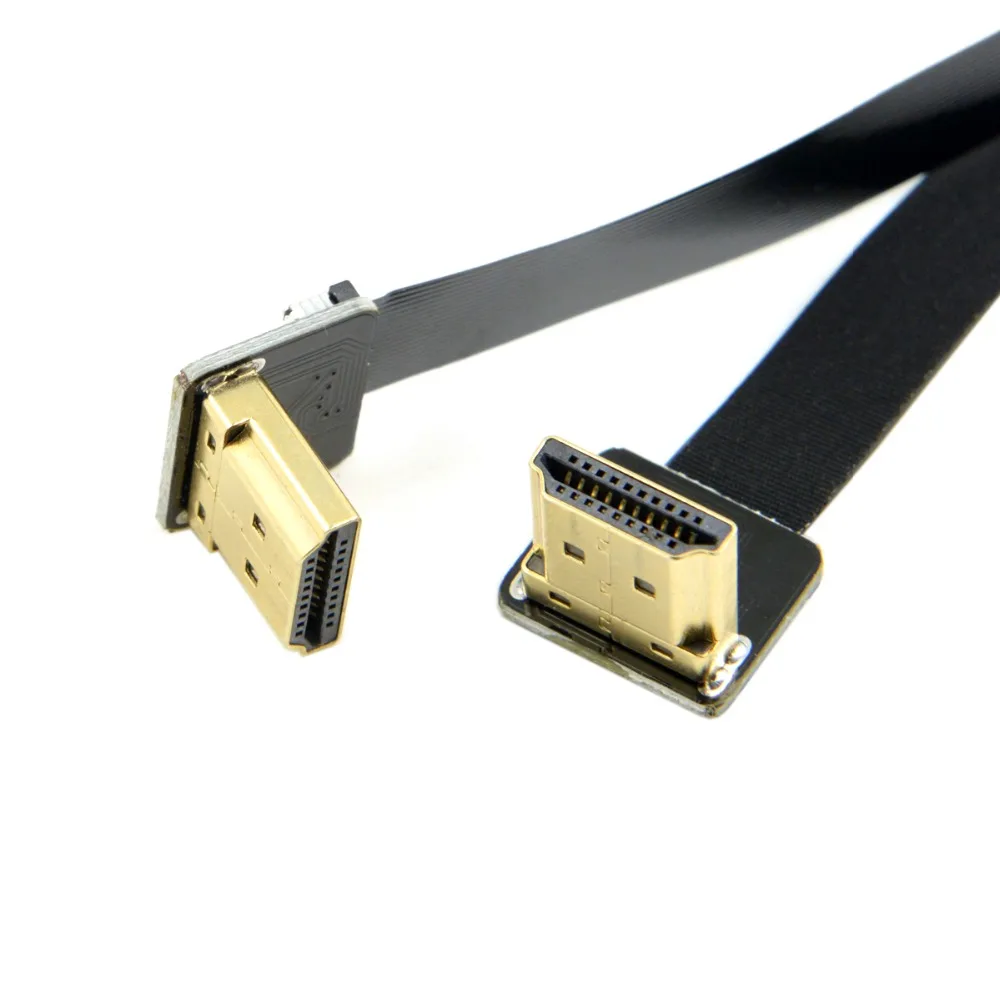 

CYDZ FPV Dual Up Angled 90 Degree HDMI Type A Male to Male HDTV FPC Flat Cable 20cm for Multicopter Aerial Photography