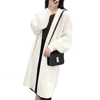 

Knit Cardigan Jackets Women 2019 Spring Autumn Lantern sleeve Sweaters Casual Tops Female Thicken Solid color Cardigan Coat 2508