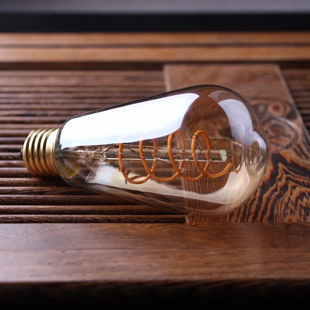 Lampadina Edison a LED dimmerabile retrò E27 3W filamento a spirale in oro  ST64 G125 ampolla lampada a LED lampadario a incandescenza luce decorativa  - AliExpress