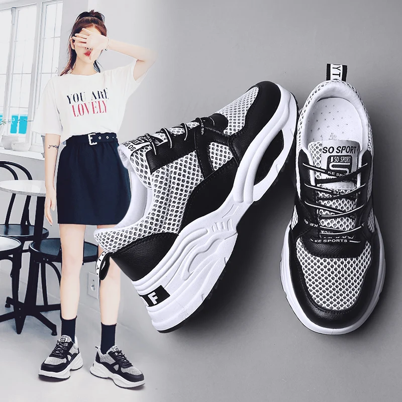 Fashion Women Casual Shoes White Black Creepers Luxury Brand Platform Sneakers Designer Leather ...