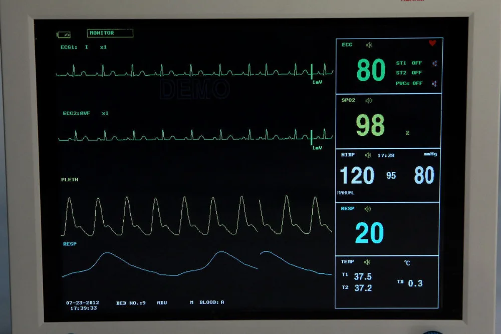 Contec CMS8000 6-Parameter TEMP, Частота пульса, дыхание, ЭКГ, SPO2, NIBP цифровой ICU Монитор жизненных знаков пациента+ принтер