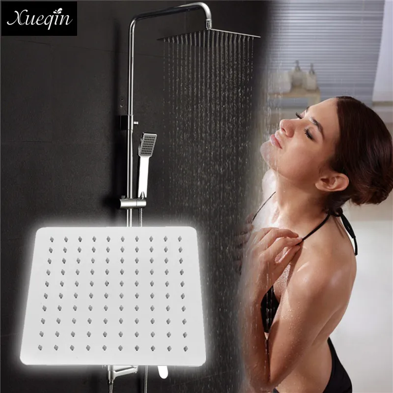 

Xueqin 10Inch Chrome Silver Stainless Steel Square Bathroom Rainfall Shower Head Panel Over-Head Top Shower Sprayer