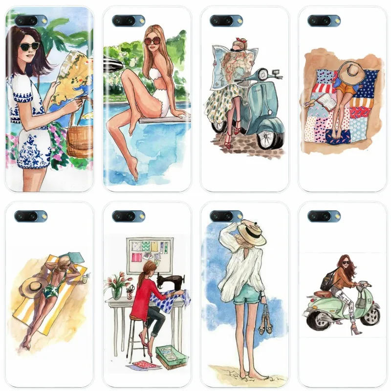 Fashion Classy Paris Girl Cover Soft Silicone TPU Phone Case For Huawei MATE 7 8 9 10 20 pro Honor V10 NOTE10 lite | Мобильные