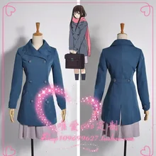 Anime Noragami Hiyori Iki Cosplay Sobreveste Abrigo de Dibujos Animados Cosplay Capa Exterior de Lana Caliente de la Mujer para el Otoño e Invierno
