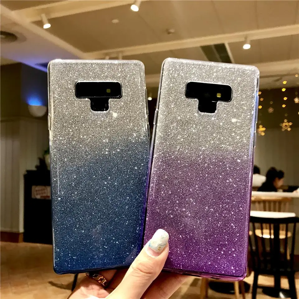 Блестящий градиентный чехол с текстурой для Samsung Galaxy Note 9 8 блестящий из ТПУ S10 S10E J2