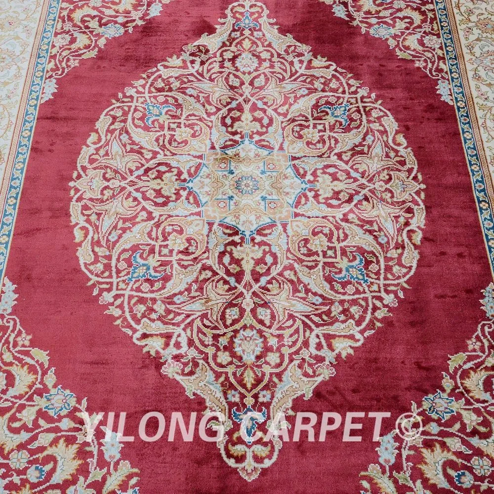 Yilong 4'x6' традиционный Тебриз ковер красный vantage ковры искусственный шелк(1193