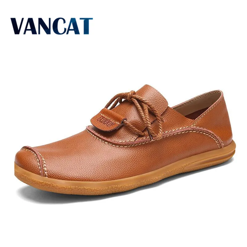 VANCAT Luxury Brand Men Designer Shoes Fashion Men Leather Shoes Lace Up Casual Leather Male Shoes Designer Men Flats