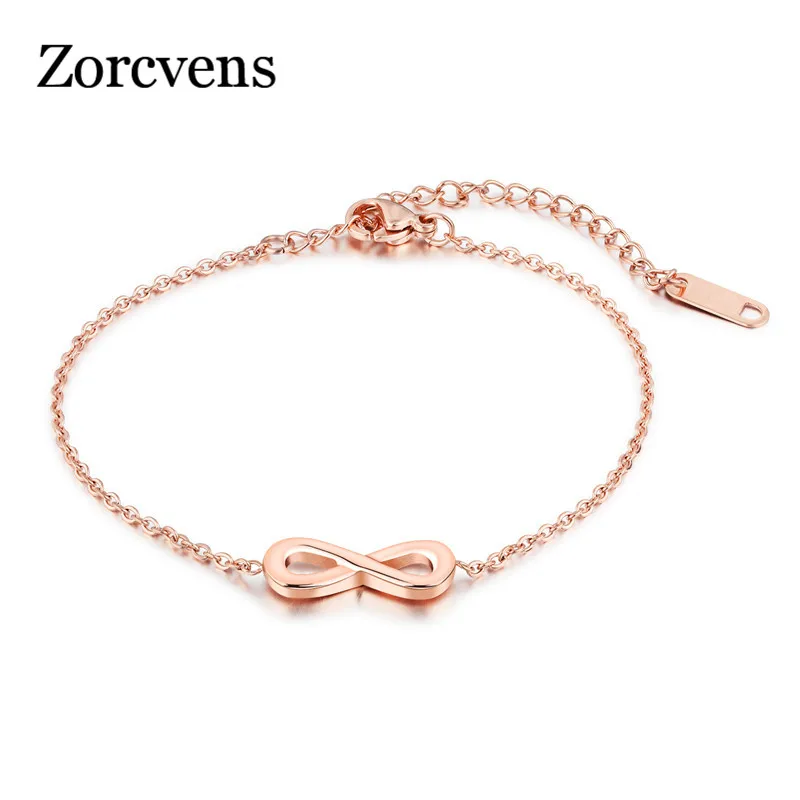 ZORCVENS Elegant Infinity Women Bracelets Rose Gold Color Stainless