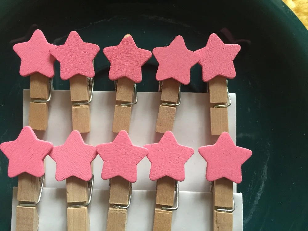 120pcs Cute Star Shaped Wooden Clips Memo Note Clips,Photo Pegs