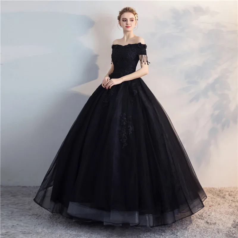Quinceanera Dresses The Prom Short Sleeve Classic Off The Shoulder Noble Appliques Ball Gown Party Prom Formal Dress