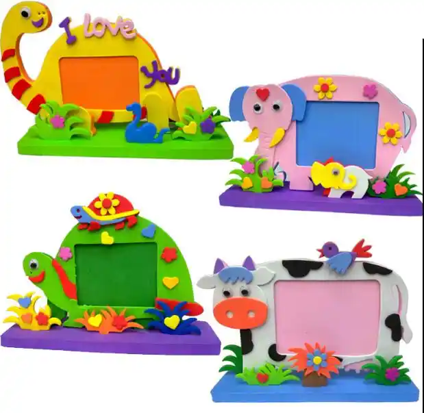 Diy 3d eva espuma adesivo dos desenhos animados photo frame decoração crianças criança diy artesanal brinquedo pasta moldura da foto