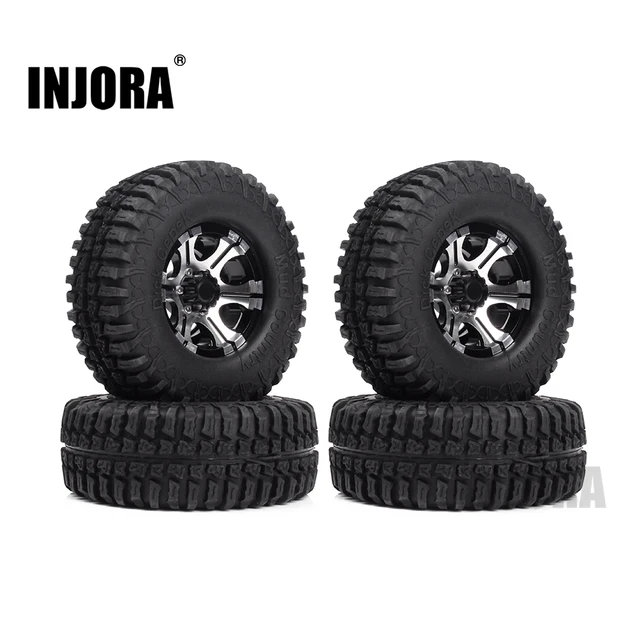 Cheap 1.9 Inch Rubber Tires & Beadlock Wheel Rim Set for 1/10 RC Crawler Axial SCX10 Tamiya CC01 D90 D110 TF2 RC Car Tyre Parts
