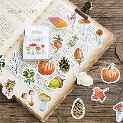 45PCS/box Forest Mushroom Stories Journal Scrapbook Gift Packing Decoration Lable Sealing Paper Stickers DIY Crafts |