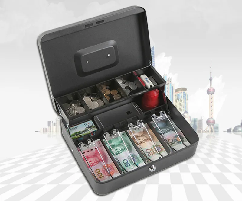 

8 Compartments Coin Cash Mini Safe Box Tray Lockable Security Treasuries supermarket convenience store collection safe box