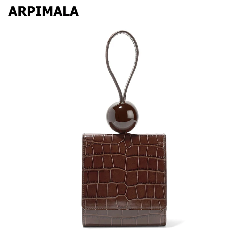 

ARPIMALA French Style Hand Bags Corcodile Print Handbags Luxury Designer Ball Clutches PU Leather Women Messenger Bags Shopper