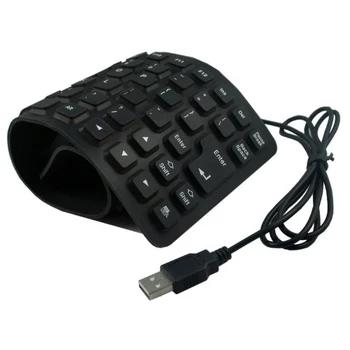 

Hot Black Flexible Foldable USB Keyboard Medical Washable strong and silent keyboard