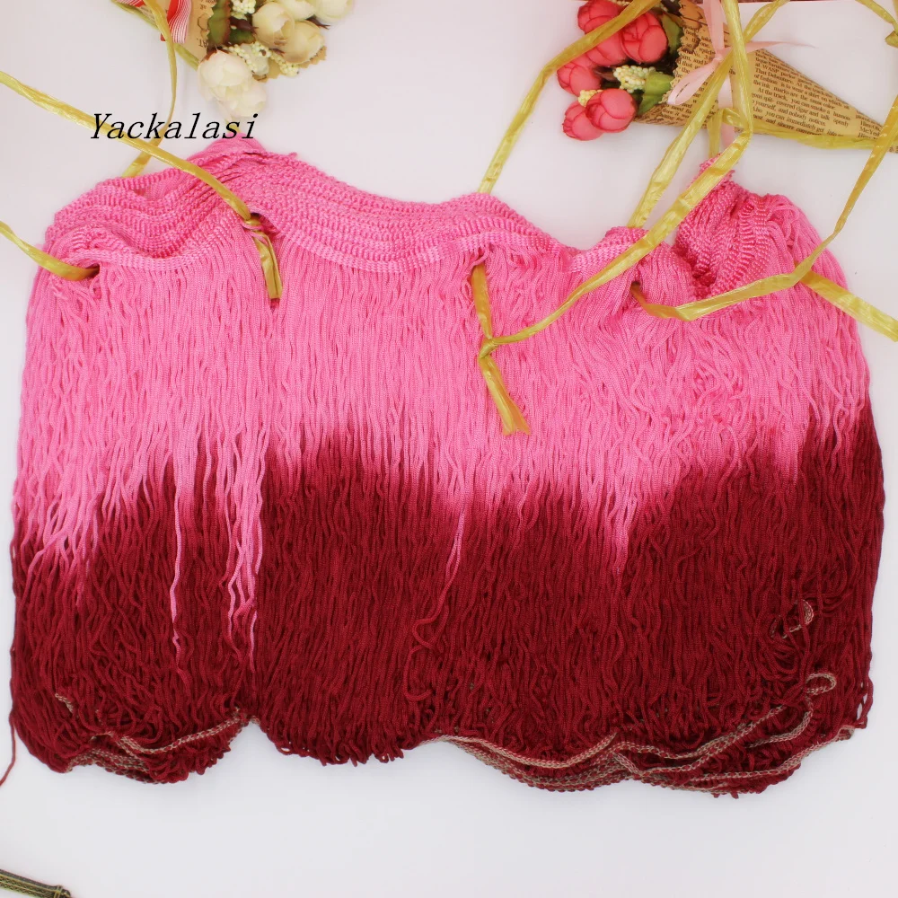 Dip Dye Ombre Fringe Tassel Soft Rayon Latin Macrame Dance Dress Trimming Samba Skirt Tassel 25cm Pink